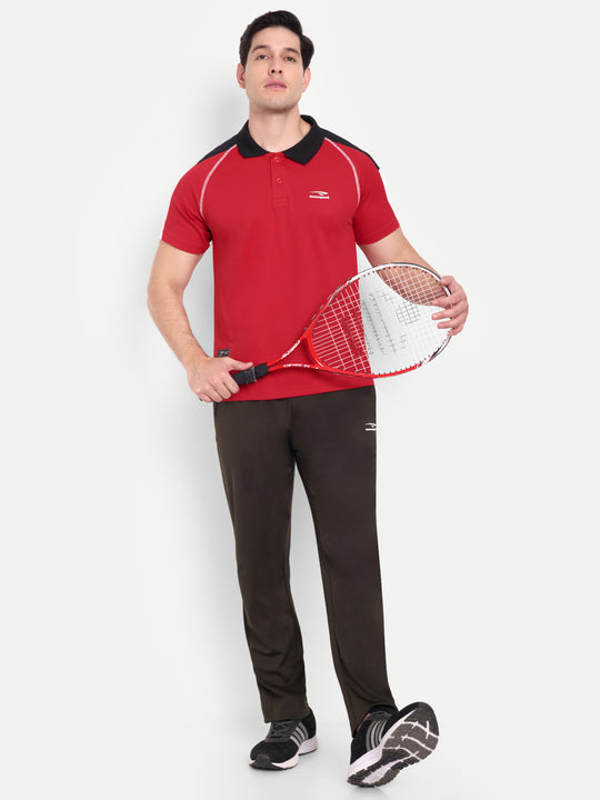 RED REGLAN SLEEVE POLO TEE